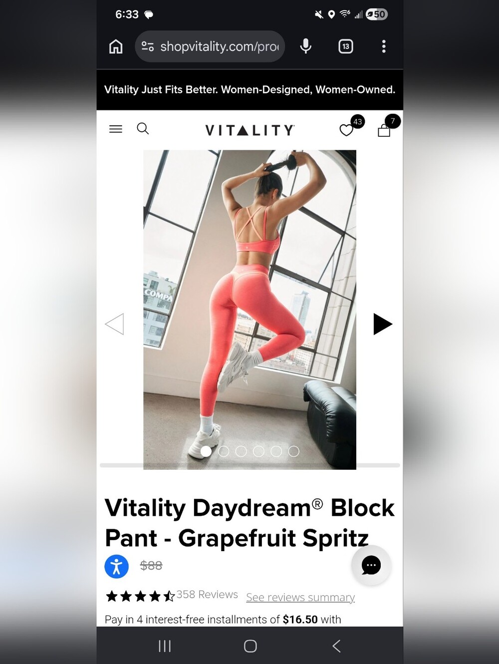 *****ISO Daydream® Block Pant - Grapefruit Spritz (Women)***
